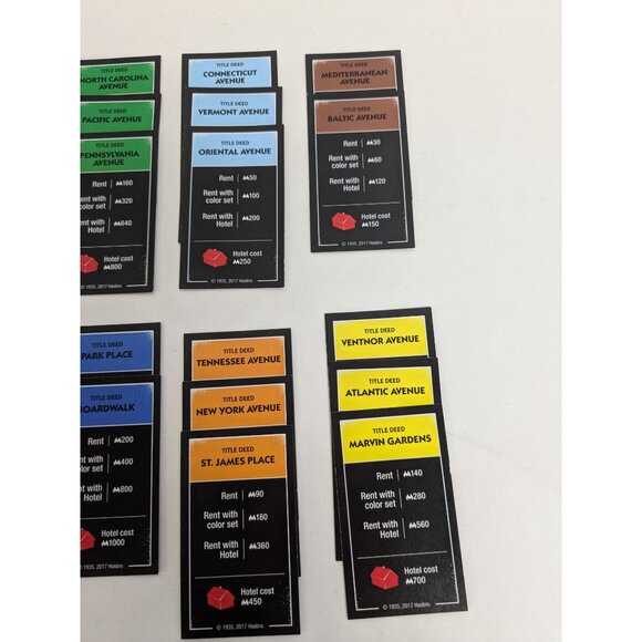 Monopoly Cheaters Edition 2017 Game Replacement Property Deed Cards Complete - Picture 2 of 5